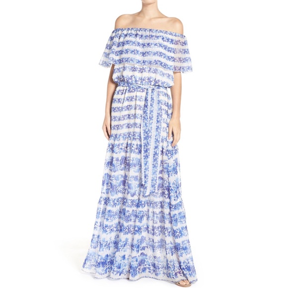 eliza j off the shoulder floral maxi dress